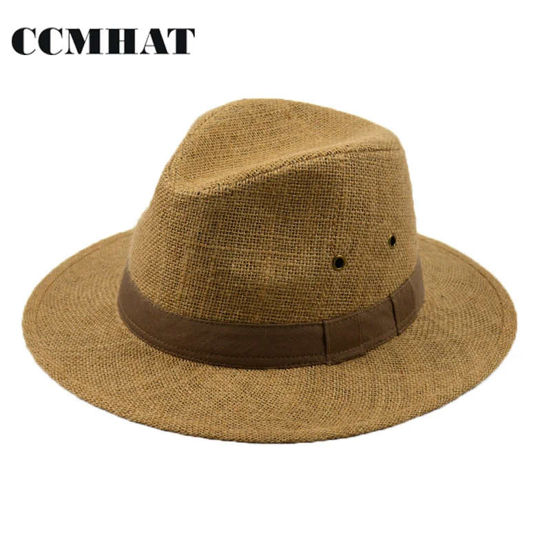 Men's Linen Fedoras Hats New High Quality Hemp Fedora Hat For Men