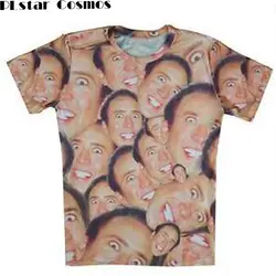 PLstar Космос Летний стиль модная футболка Николя Кейдж Crazy funny Stare at you print 3d для мужчин/для женщин футболки Размеры S-5XL