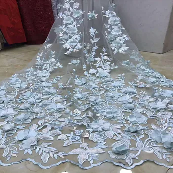 

2018 Nigerian 3d flowers embroidered lace fabric Attractive African special lace fabric for beautiful dress A843-2