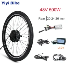 Комплект для электрического велосипеда 48 в 500 Вт бесщеточный мотор-ступица 20 24 26 дюймов задний мотор колеса для электрического велосипеда BLDC контроллер KT LCD3