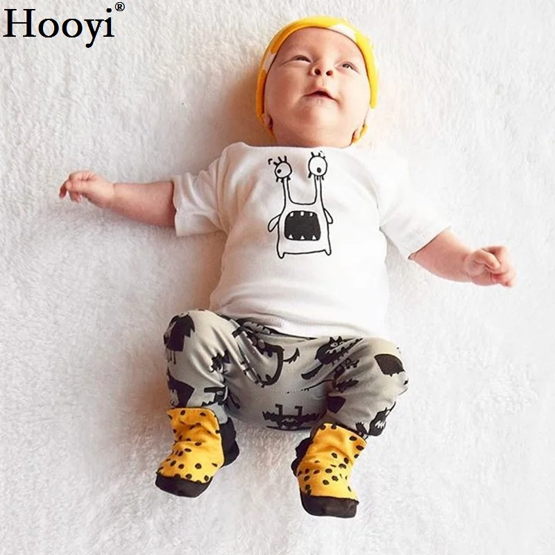 

Hooyi Monster Baby Boy Clothes Suits T-Shirt + Pants Kids Sport Suit Cartoon Boys Spring Outfits Cotton Tee Shirts Long Trouser