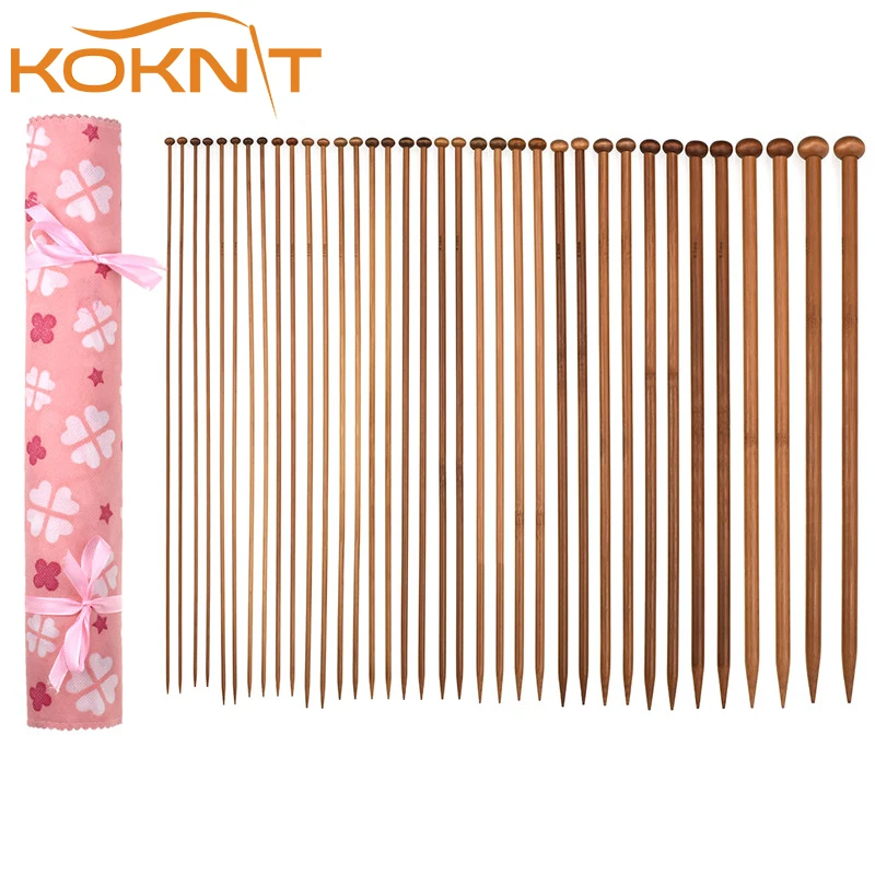 

New Knitting Needles 36Pcs Single Pointed Crochet Knitting Needles Kit Smooth with Pink Bag Handle Weave Art Craft Tools KN003