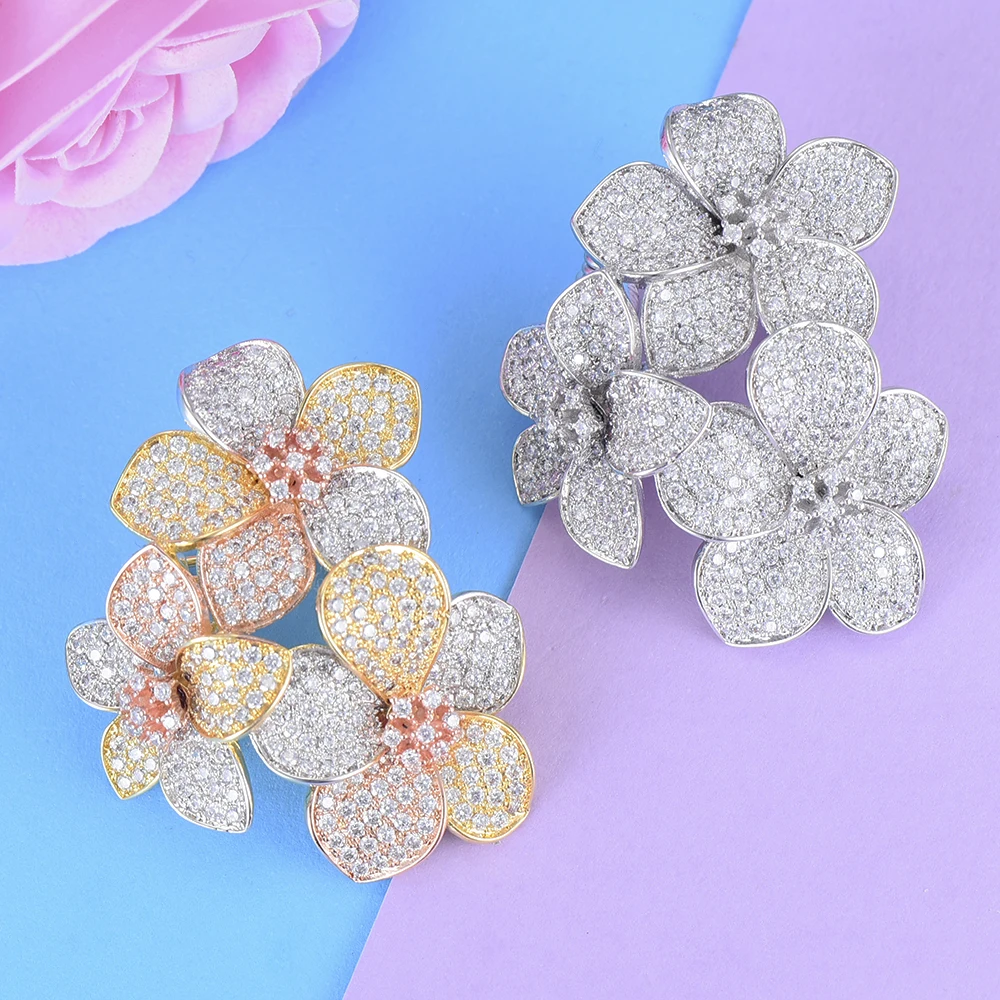 

GODKI Luxury Full Micro Zircon Party Bouquet Pendant Brooch Pins for Women Wedding Badges Brooches Lapel Backpack Bag Accessory