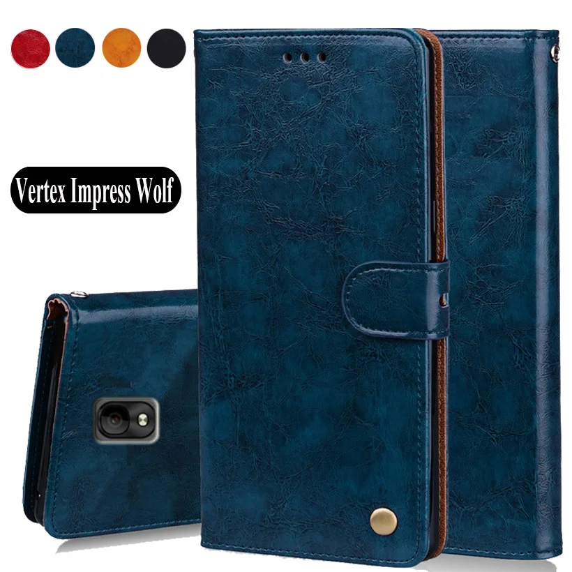 

Luxury PU Leather Slip-resistant Flip Wallet Case For Vertex Impress Wolf Case 5.0" Back Cover Book Case Bags W02