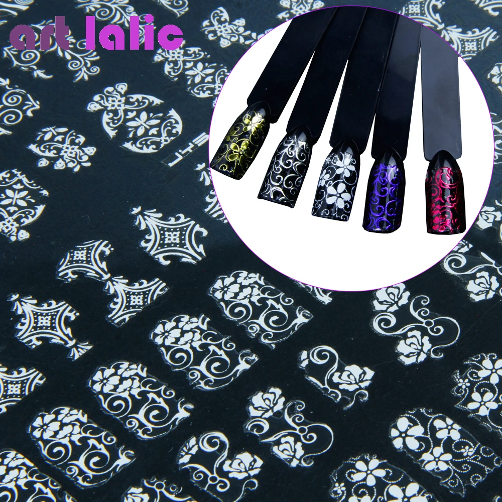 108 Design Gold Foil Flowers Stickers For Nails 6 Color Metal Bronzing