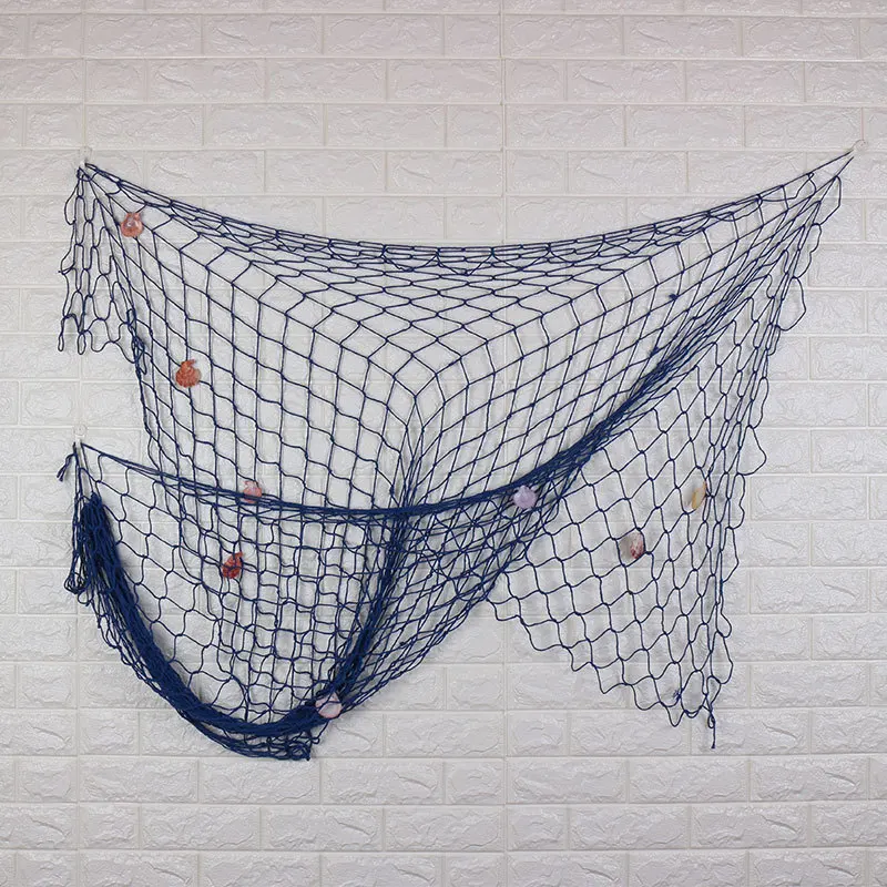 

Mediterranean style home decoration wall hanging shell fishing net bar living room decoration wall sticker photography backgroun