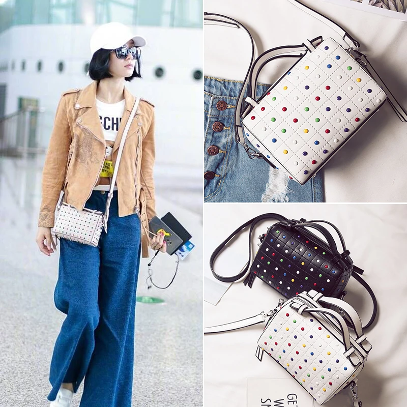 Женская сумка тоут из ПУ кожи с заклепками|sac a|diamond handbagbag pu |