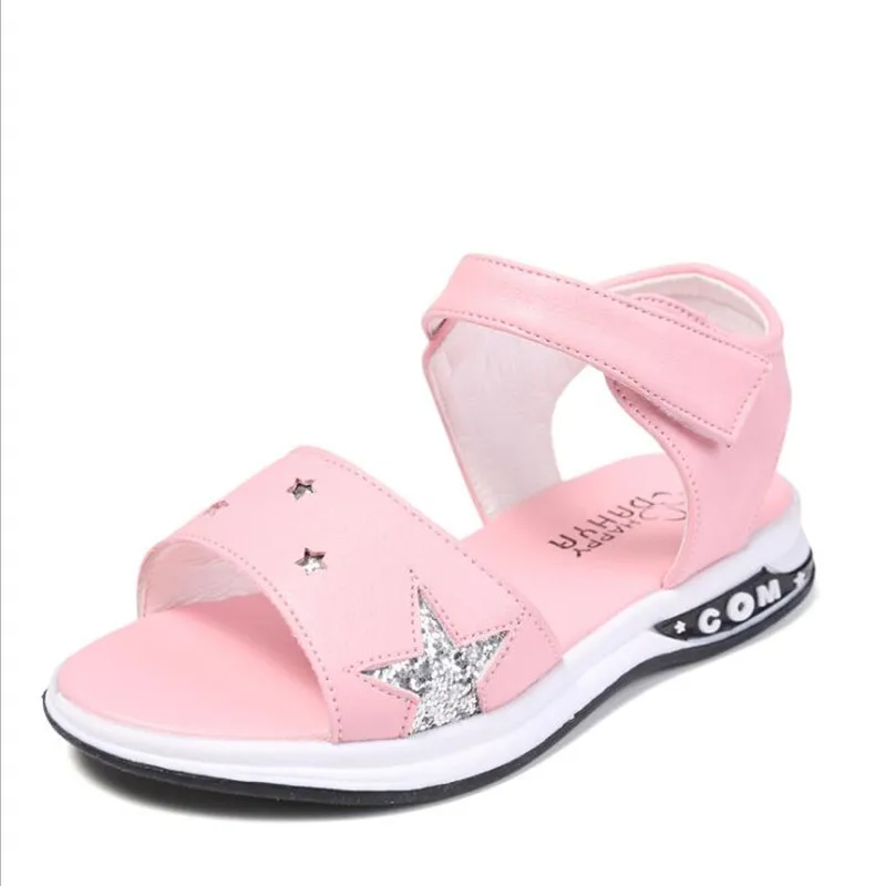 

MHYONS 2019 wild princess shoes girls sandals leather white pink open toe summer girls shoes children's shoes large size 26-36