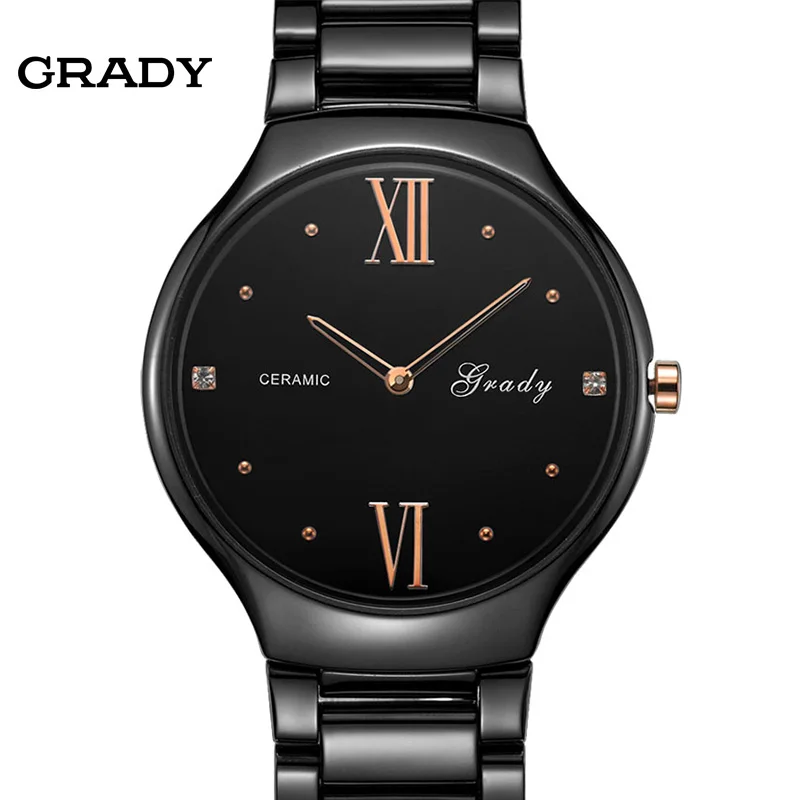 

Grady Christmas Gift mens watches top brand luxury watches men watch black ceramic wristwatches free shipping relogio masculino