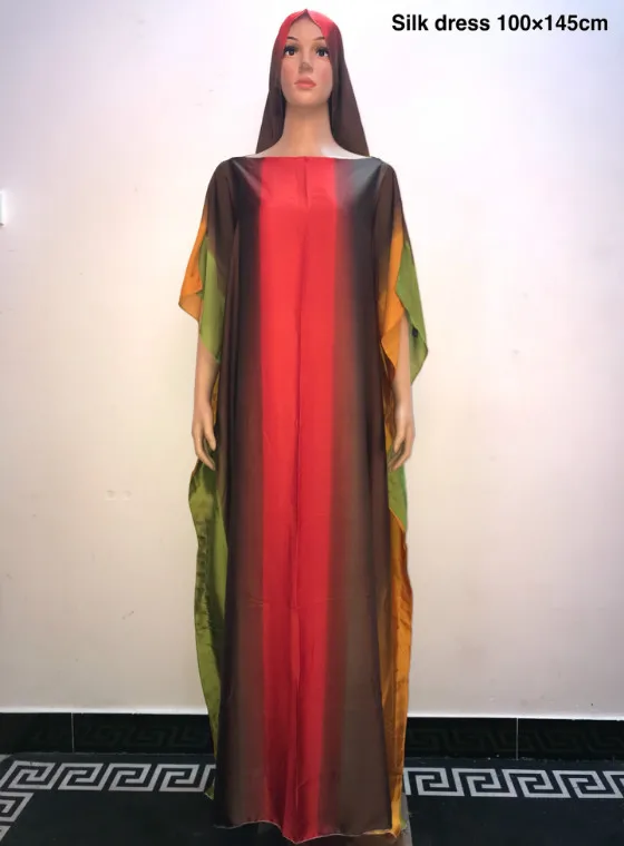 Красивые принтованные итальянские шелковые платья катфан, разноцветные Дашики, малайзийские мусульманские женские платья, африканские платья для женщин - Цвет: as picture