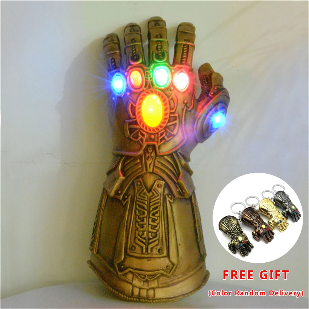 

Thanos Infinity Gauntlet War Cosplay Superhero Avengers LED Light Up Flash Led Latex Glove Halloween Party Thanos Hand Prop