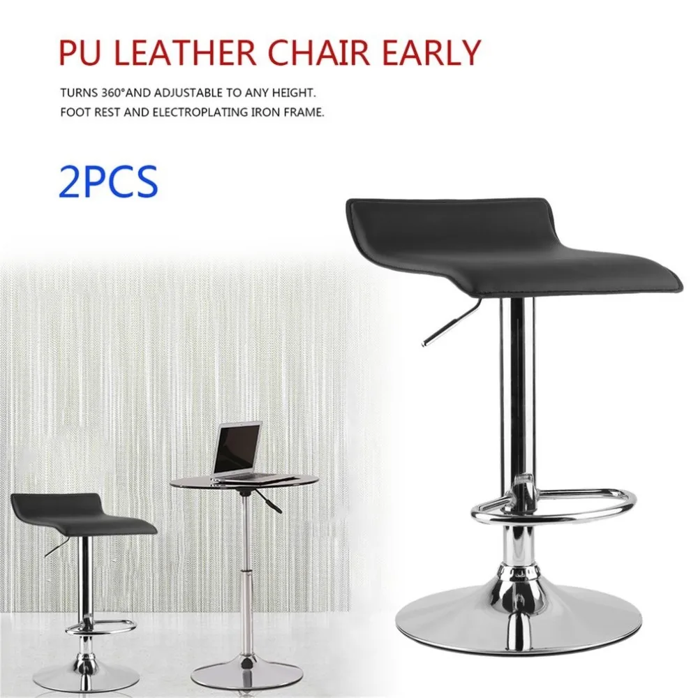 

2PCS Modern Gas Bar Swivel Dinning Chair Bar Stools Adjustable Height Foot Rest Electroplating Iron Easy Installation