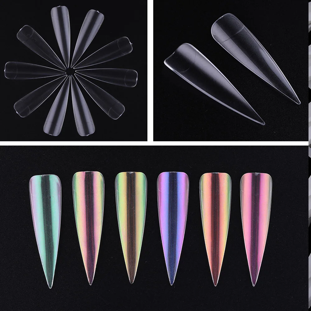 

240 PCS False 4.5*1.3cm Nail Tips Nail Tips Stiletto French Acrylic False Nails ABS Tips Artificial Nail Art Tips