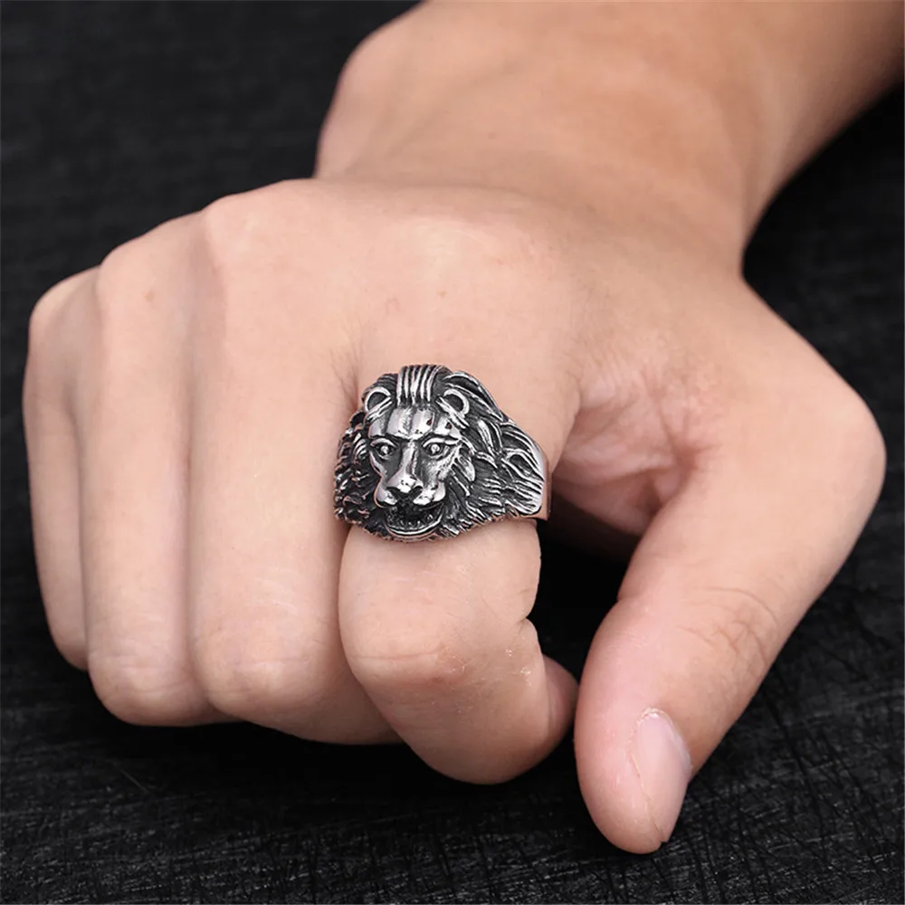 Bague lion argent biker