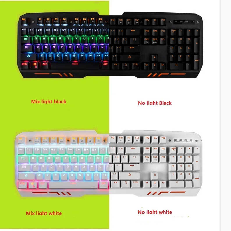 Metoo zero Z11 механические клавиатуры и мыши 104 ключей синий переключатель LED Gaming Keyboard anti-ореолы для Планшет настольный компьютер