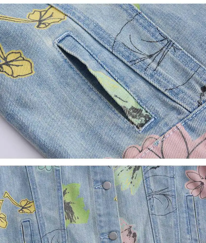 Girls Floral Print Jeans Jacket G2109-20