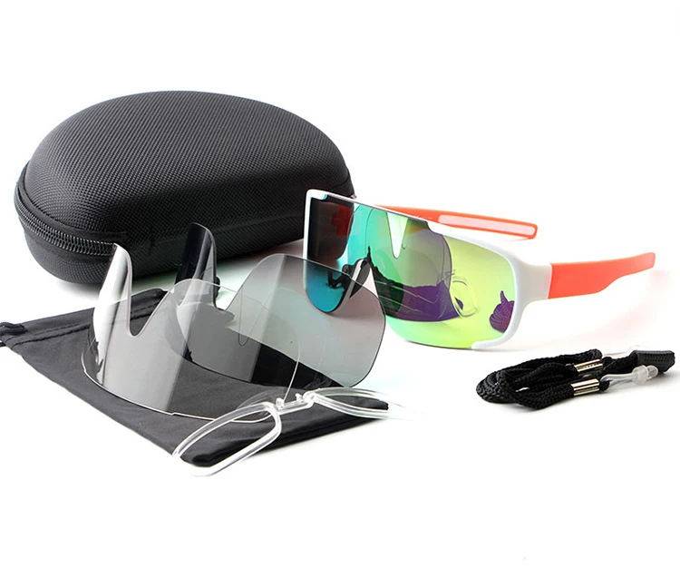 Новые очки для велоспорта ASPISE, 3 объектива, очки для велосипеда на открытом воздухе, спортивные солнцезащитные очки для велоезды, фирменный дизайн, велосипедные очки - Цвет: White Orange