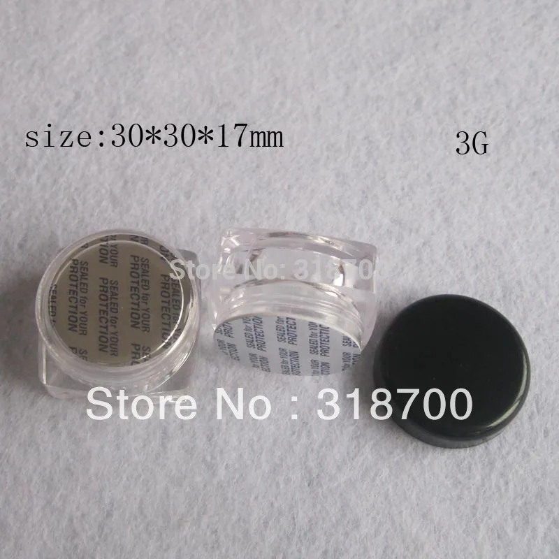 

Free shipping - DIY 3G clear square Dispaly case, 3ml shown case, 3cc cosmetic container,3g clear plastic cream jar