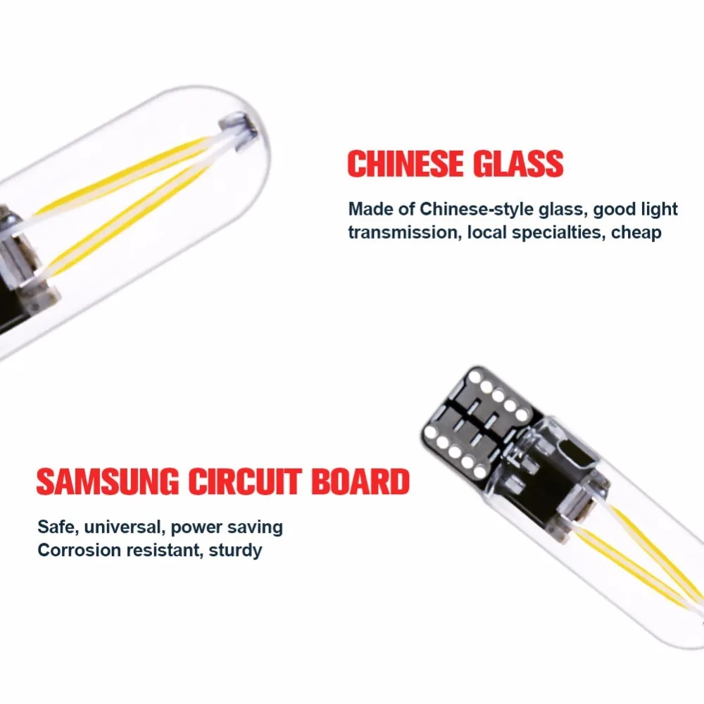 1 шт. W5W led cob стеклянный автомобильный светильник Led лампа с поворотным сигналом