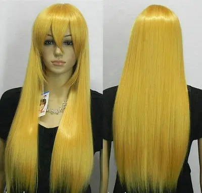 

Vocaloid Miku Hatsune Cosplay Long Straight Gold Yellow Wig