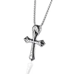 Нержавеющая сталь большой ожерелье с серебряным крестом кулон с 24 дюймов Цепь для Для мужчин