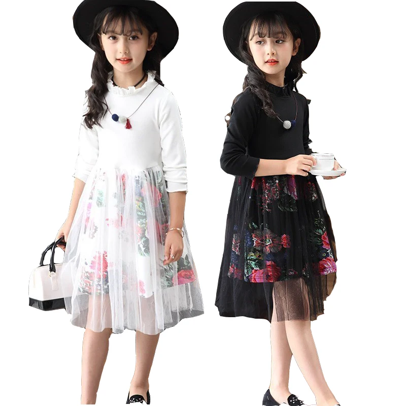 

Girls' Dresses Fall 2018 New Fashionable Children's casual Dress Princess Style Black Spring And Autumn Baby Long-Sleeve Dresses