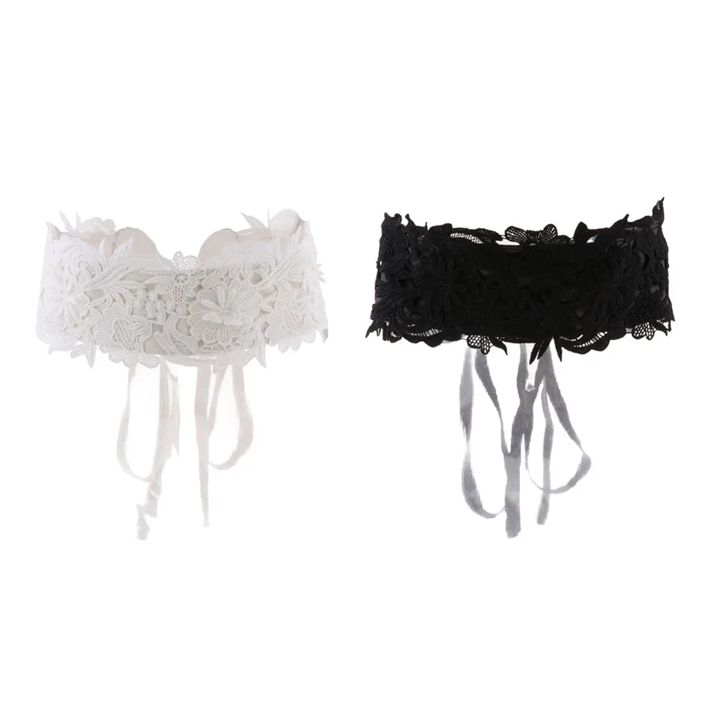 2019 New Black White Wide Corset Lace Belt Female Self Tie Obi Cinch Waistband Belts for Wedding Party Dress Waist Band Decor