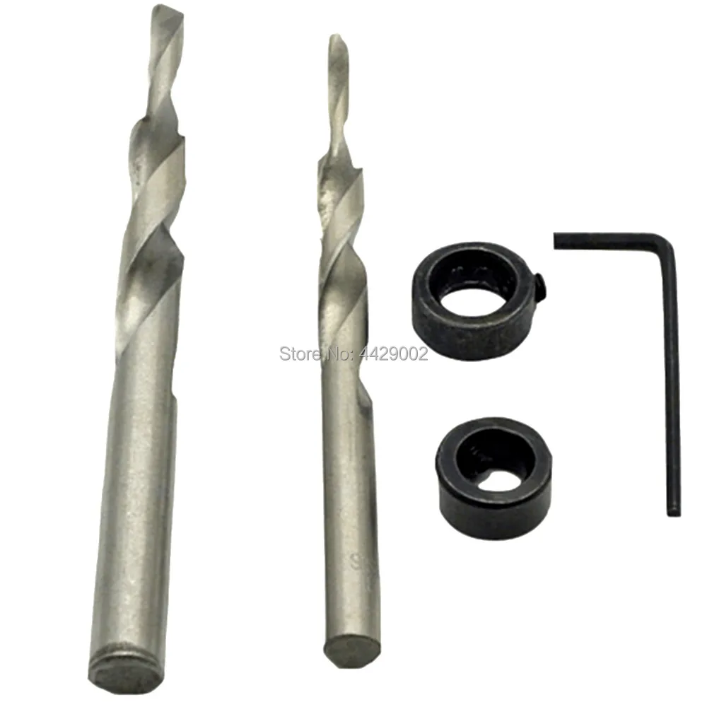 

2pcs 10mm 8mm Twist Step Drill Bit Depth Stop Collar Locator Ring Screw Countersinks Counterbore Pocket Hole woodwork Drill Bit