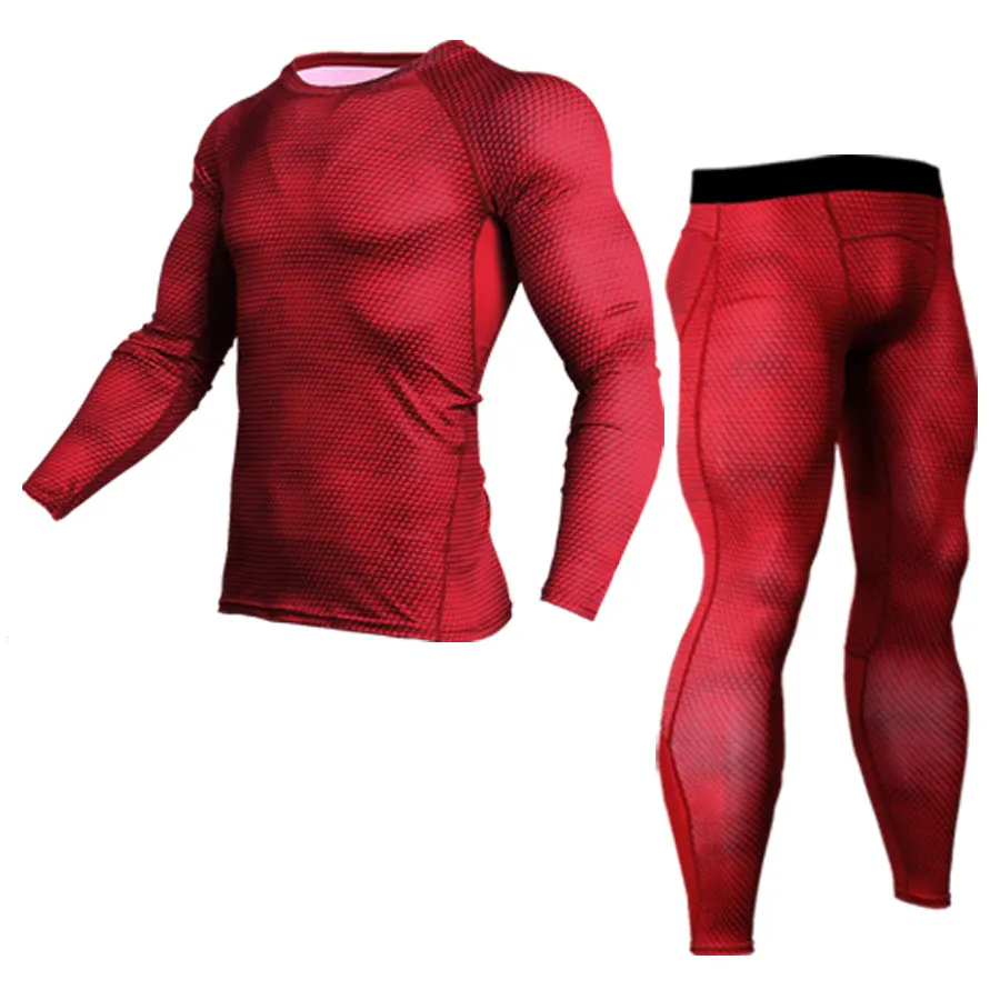 Мужские костюмы rashguard компрессионные для ММА одежда мужской спортивный костюм набор фитнес Леггинсы мужские футболки Термобелье Базовый Слой