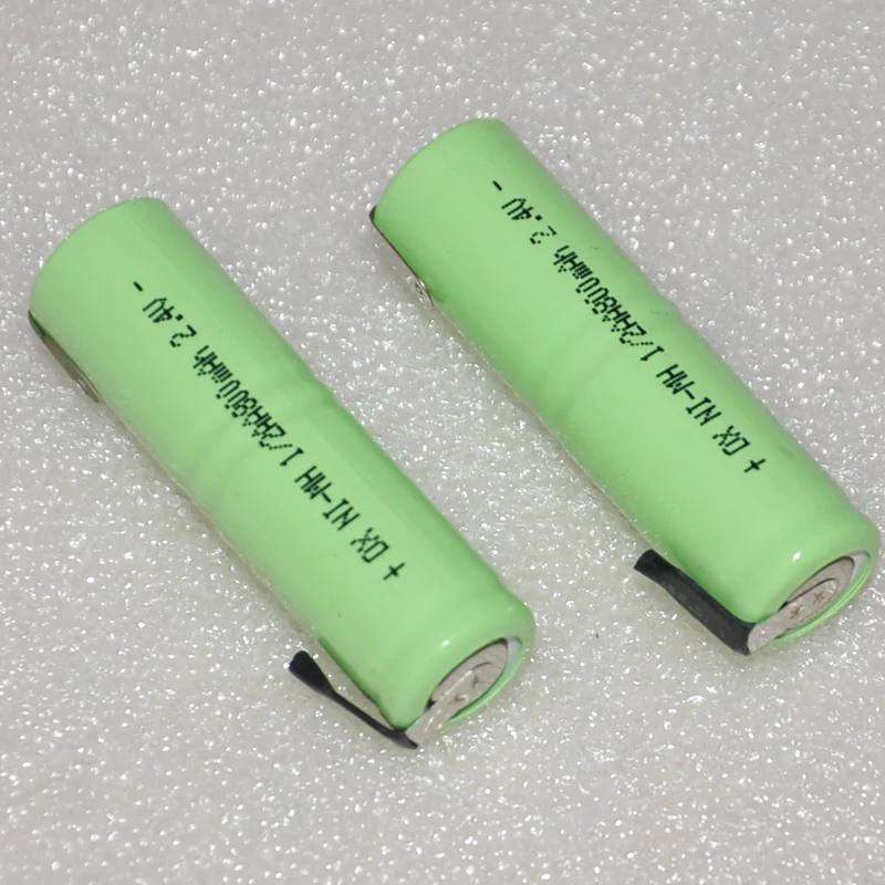 UNITEK 2,4 V 1/2AA перезаряжаемая батарея 800mah 1/2 AA Ni-MH nimh ячейка со сварочными штырьками для электробритва зубной щетки