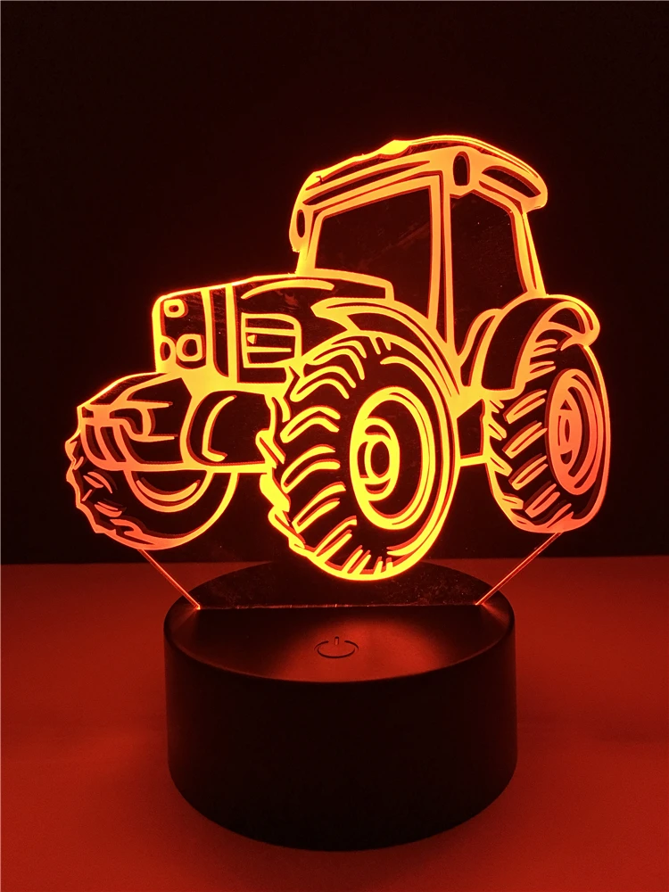 Модный креативный трактор Sandcar 3D Lamplight светодиодный USB Ночная Атмосфера света многоцветная сенсорная декоративная настольная лампа детские подарки