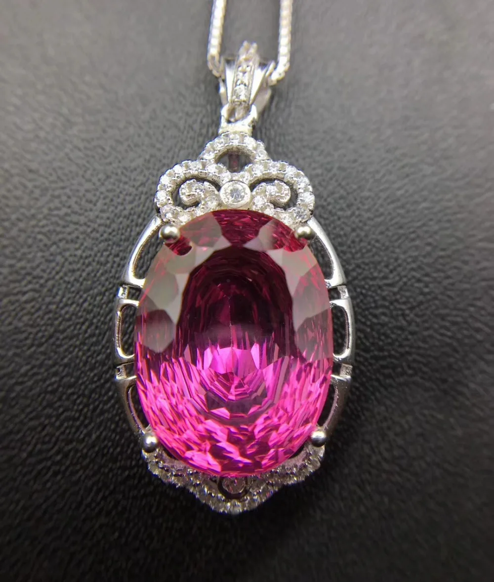 Extravagant grace grand naturel rose topaze pendentif naturel pierre gemme pendentif collier S925 a