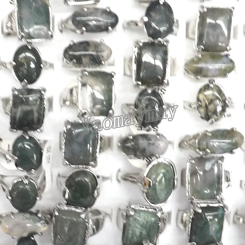 Buy 50pcs/lot Mixed Lot Natural Green Grey Stone Rings