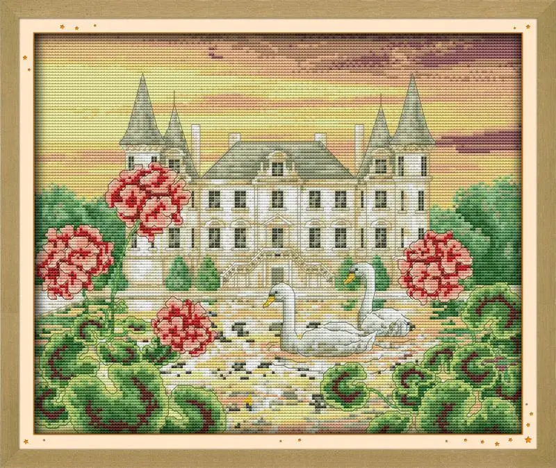 

The swan castle Embroidery Floss DMC Cross Stitch In 11CT 14CT DIY Needlework Cross Stitch Kits For Embroidery Crafts Home Decor