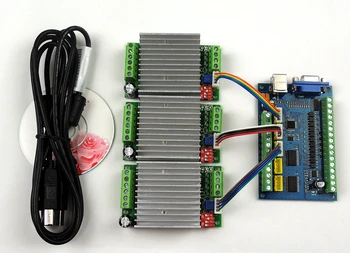 

MACH3 USB CNC 5 Axis 100KHz Smooth Stepper Motion Control card breakout board+3PCS TB6600 1 Axis 4.5A Stepper Motor Driver board