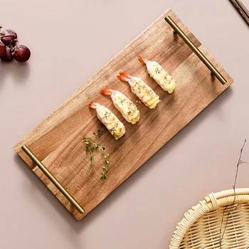 

Wood with Handle Serving Food Kitchen/Snack/Fruit Tray Dessert Table Cake for Party