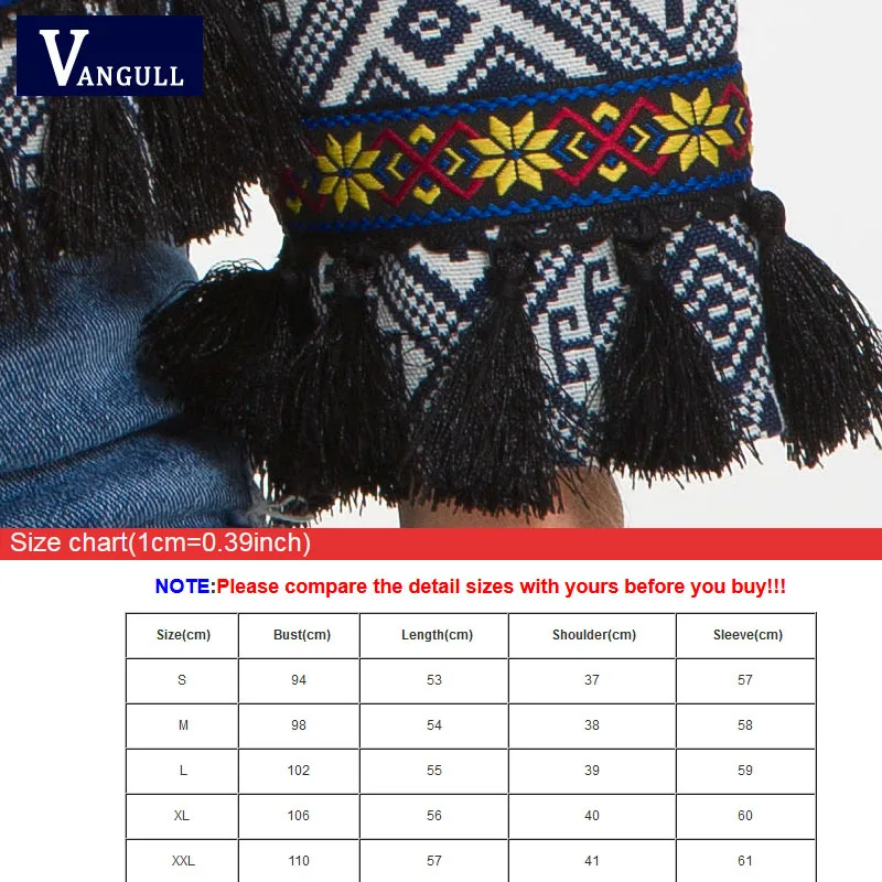Vangull Bohemian Embroidered Jacket Basic Tassel Vintage Fringe Tape Trim Women Coat 2018 New Long Sleeve Elegant Boho Jacket