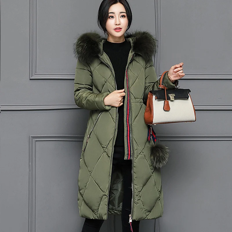 New Women Winter Long Duck Down jacket Female Thickening Warm Clothes Fur Collar Slim Plus Size New Women Winter Long Duck Down jacket Female Thickening Warm Clothes Fur Collar Slim Plus Size