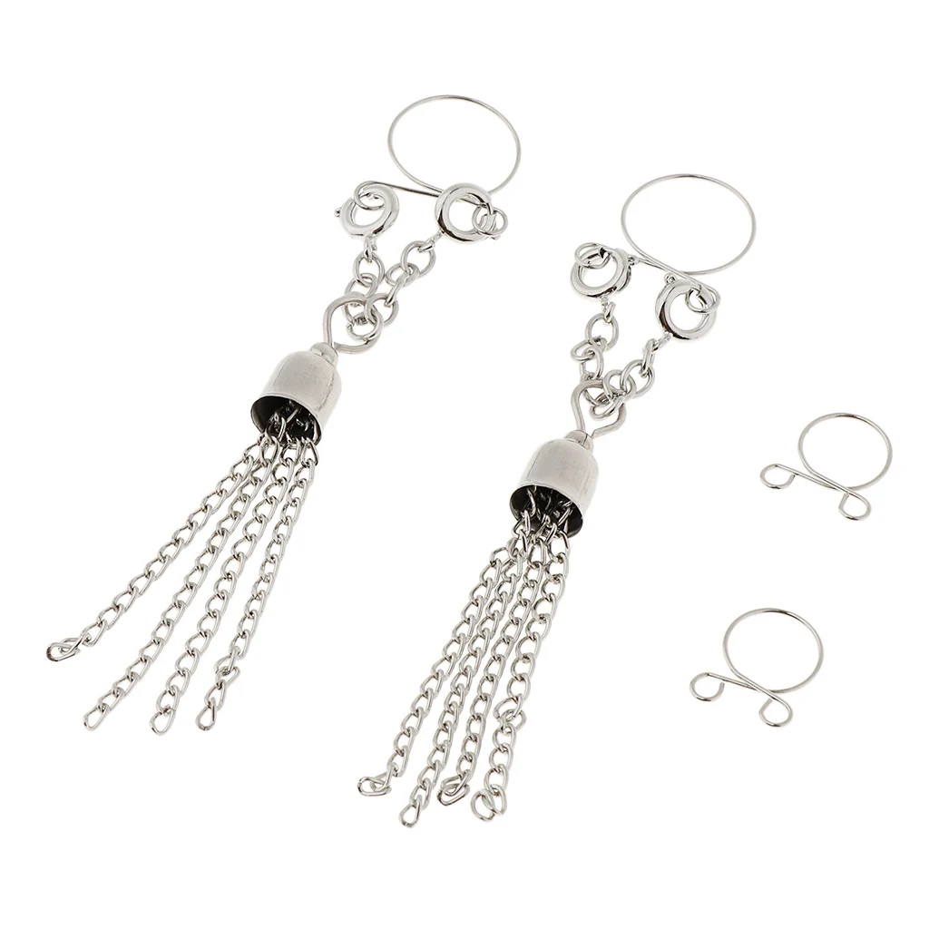 1 Pair Clip On Fake Non Pierce Nipple Rings Crystal Dangle Non Pierced Body Jewelry