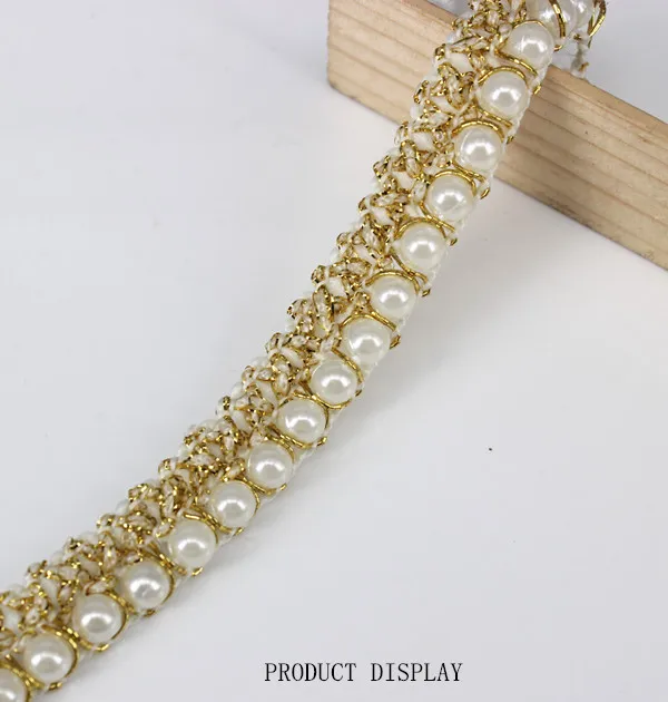 Beaded Pearl White Gold T Lace Ribbon Trim Sbooking Beaded Pearl White Gold T Lace Ribbon Trim Sbooking Lique Embellishment Sewing Renda For Wedding Dress 20yd T1224 In From Home Garden