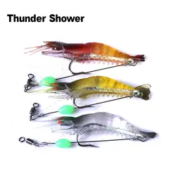 ThunderShower 3 шт. креветка мягкая 8 см 5,3 г искусственная приманка с светящимся крюком Вертлюги рыболовная приманка