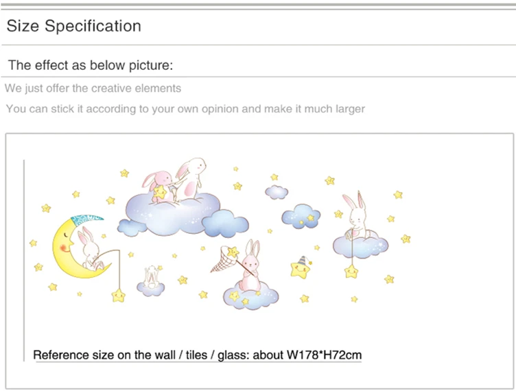 [SHIJUEHEZI] настенные наклейки с кроликами, животными, сделай сам, Мультяшные облака, звезды, луна для детской комнаты, детская спальня, украшение для дома