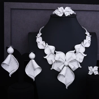 

GODKI 110mm Super Luxury Begonia Flowers Full Micro Cubic Zirconia Women Wedding Dress Choker Necklace Earring Jewelry Set