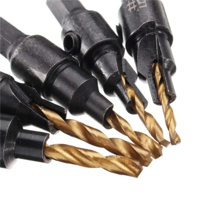 5pcs HSS 4241 Drill Countersink Drill Bit Set Drilling Pilot Holes For Screw Five Sizes for Woodworking 5pcs HSS 4241 Drill Countersink Drill Bit Set Drilling Pilot Holes For Screw Five Sizes for Woodworking