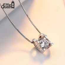 Effie queen модное женское ожерелье с кулоном, Круглый AAA кубический циркон квадратной формы, ожерелье с цепочкой, Женские Ювелирные изделия Kolye WN05