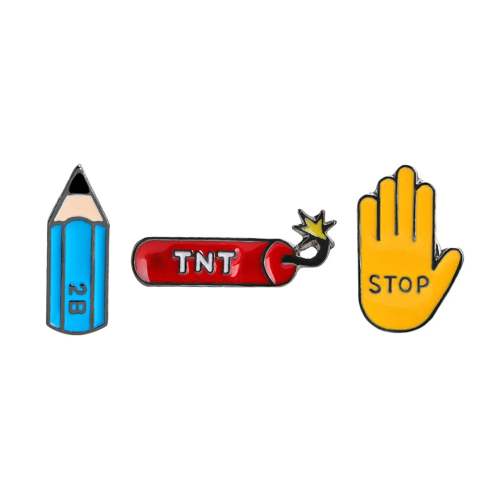 3 шт. эмалированные Мультяшные броши в виде капли масла ручной TNT 2B брошь