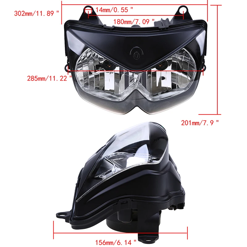 

Motorcycle Clear Lens Headlight Assembly Housing Headlamp Case For Kawasaki Z1000 03-06 Ninja 250R 08 09 10 11 12 Lightings Case
