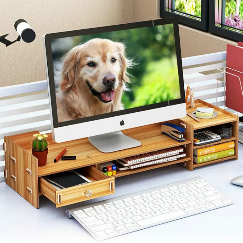 

Computer monitor increased shelf support screen office supplies desktop storage box keyboard finishing rack