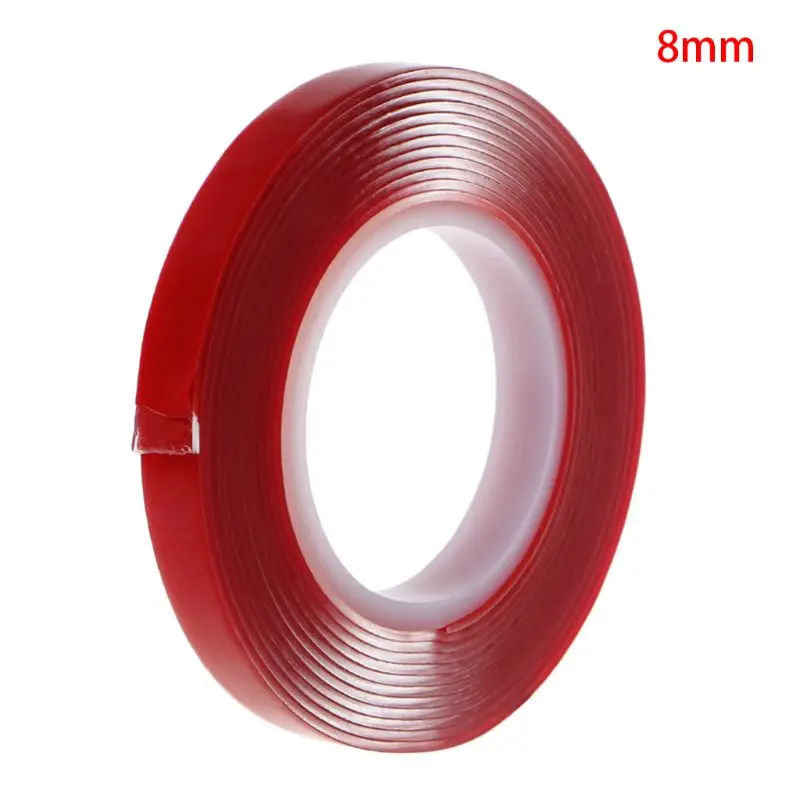 8mm 3 м красная Двухсторонняя клейкая лента ультра высокопрочная Монтажная прозрачная для автомобиля Авто интерьерная фиксированная - Цвет: 8mm