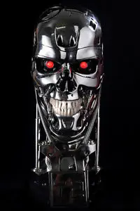 

Terminator Arnold T2 T800 Endoskeleton Skull Resin Statue Life Sized Bust LED